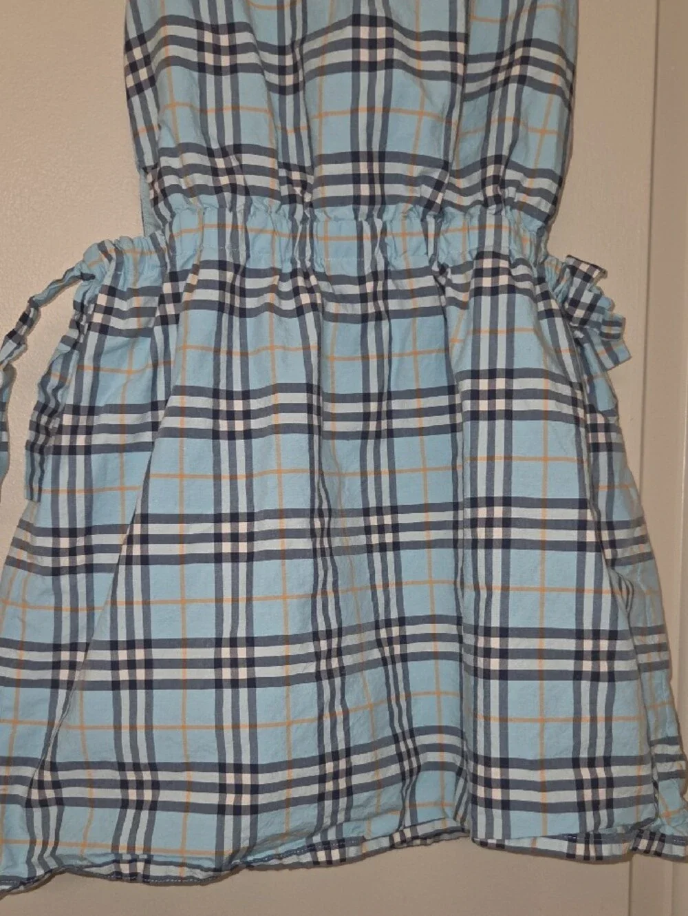 Authemtic BURBERRY Girls Light Blue Plaid Sleeveless Dress